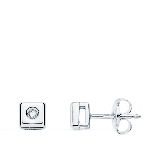 18K PENDIENTES CHATON CUADRADO...