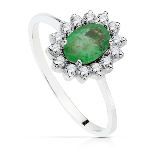 18K SORTIJA PIEDRA FINA ESMERALDA Y...