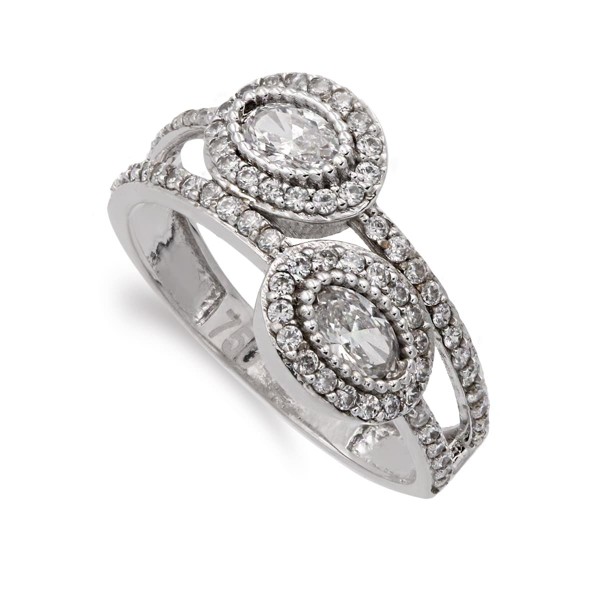 18K SORTIJA ORO BLANCO CON OVALES Y...