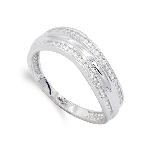 18K SORTIJA ORO BLANCO Y CIRCONITAS