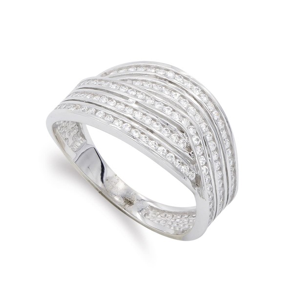 18K SORTIJA ORO BLANCO Y CIRCONITAS