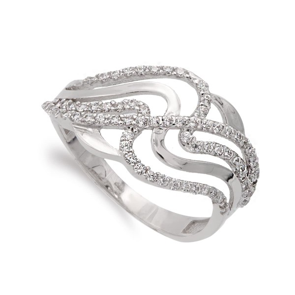 18K SORTIJA ORO BLANCO CON CIRCONITAS