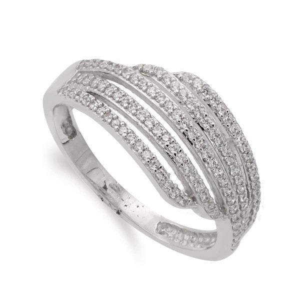 18K SORTIJA ORO BLANCO BANDAS CON...