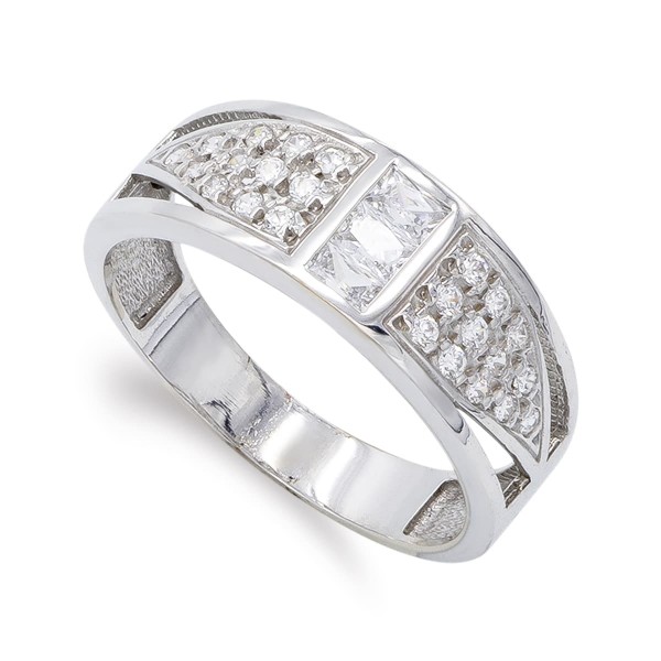 18K SORTIJA ORO BLANCO CON CIRCONITAS