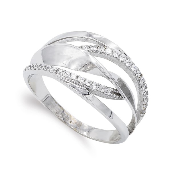 18K SORTIJA ORO BLANCO CON CIRCONITAS