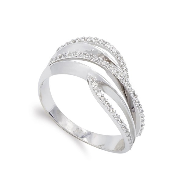 18K SORTIJA ORO BLANCO CON CIRCONITAS