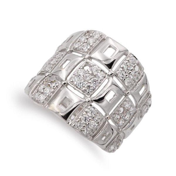 18K SORTIJA ORO BLANCO ANCHA CON...