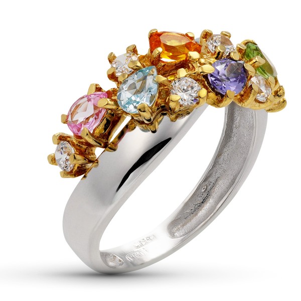18K SORTIJA ORO BICOLOR PIEDRAS Y...