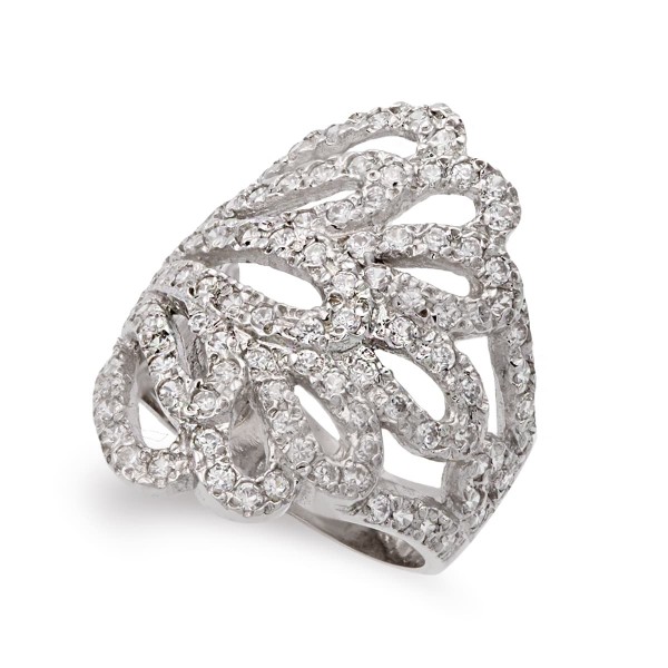 18K SORTIJA ORO BLANCO HOJAS CON...