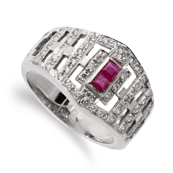 18K SORTIJA ORO BLANCO CON CIRCONITAS...