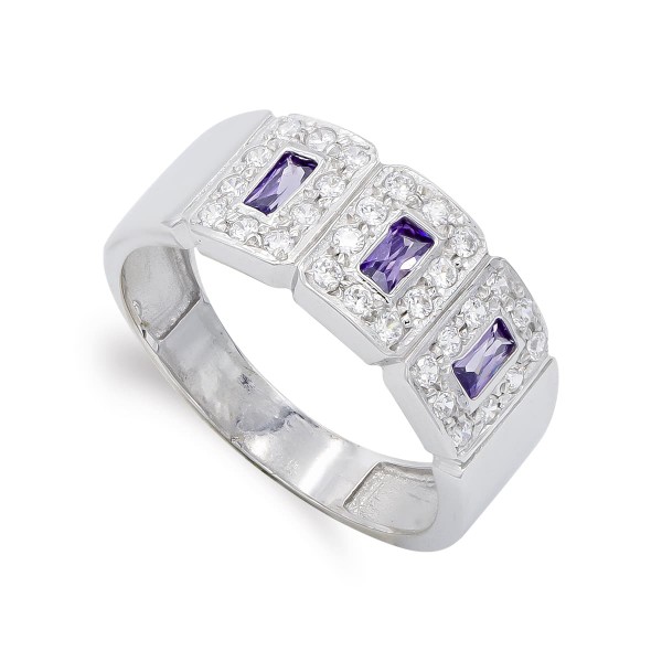 18K SORTIJA ORO BLANCO Y CIRCONITAS