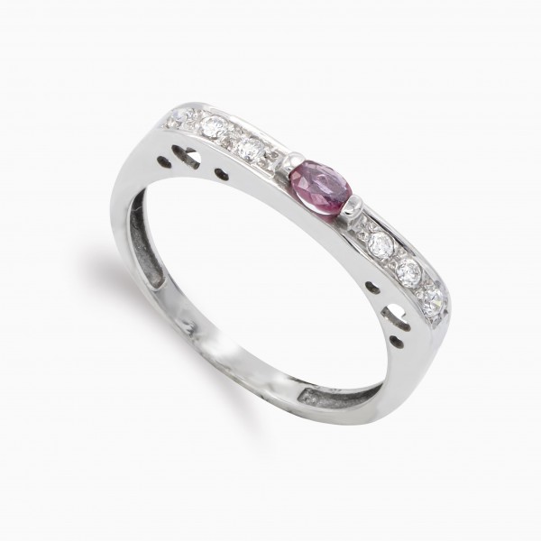 18K SORTIJA ORO BLANCO RUBI 4.5X3 MM...