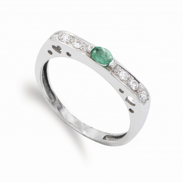 18K SORTIJA ORO BLANCO ESMERALDA...