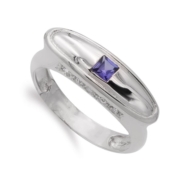 18K SORTIJA ORO BLANCO AMATISTA Y...