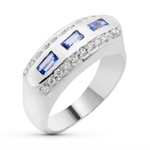 18K SORTIJA ORO BLANCO PIEDRA COLOR Y...