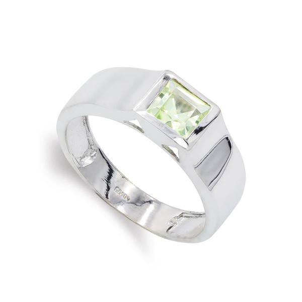 18K SORTIJA ORO BLANCO PIEDRA OLIVINA...