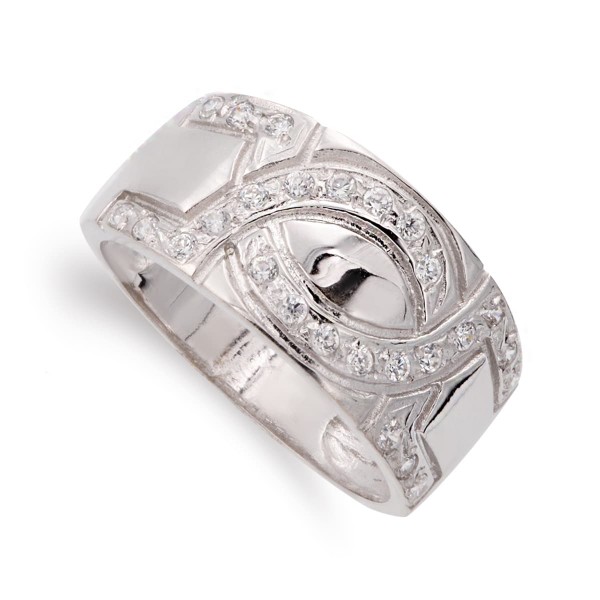 18K SORTIJA ORO BLANCO ANCHA CON...