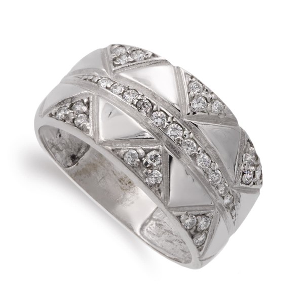 18K SORTIJA ORO BLANCO ROMBOS Y...