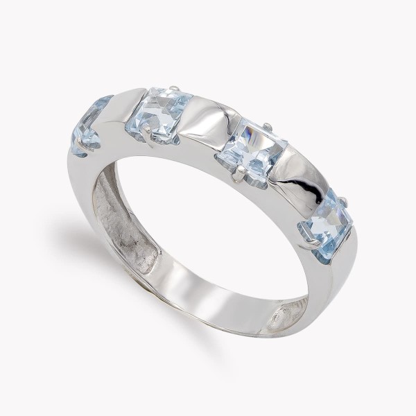 18K SORTIJA ORO BLANCO Y PIEDRAS COLOR