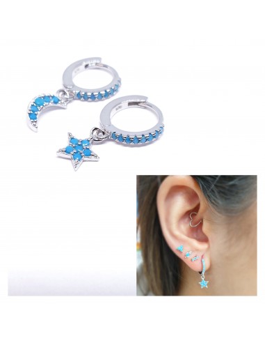 PENDIENTE CIELO AZUL PLATA DE LEY -...