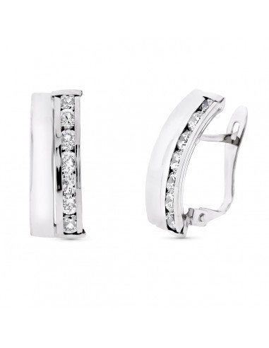 9K PENDIENTES ORO BLANCO BANDAS Y...