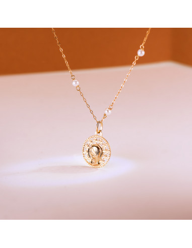18K MEDALLA VIRGEN NIÑA CALADA 16MM