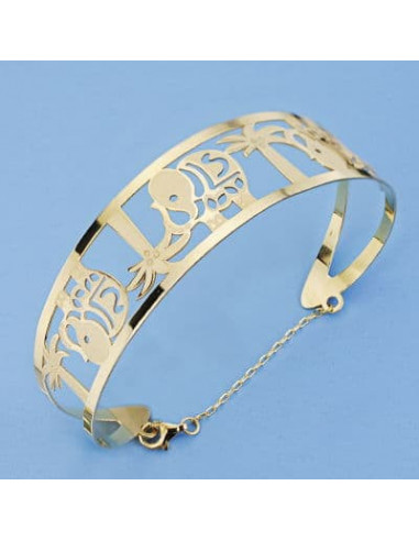 18K PULSERA RIGIDA ELEFANTES LASER 20...