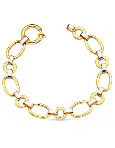18K PULSERA ORO BICOLOR ESLABONES...