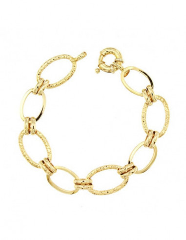 18K PULSERA ESLABONES HUECO 19 CM...