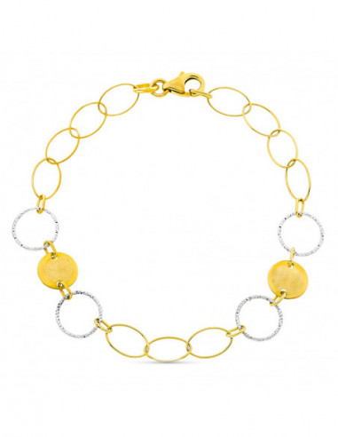 18K PULSERA ORO BICOLOR CIRCULOS....