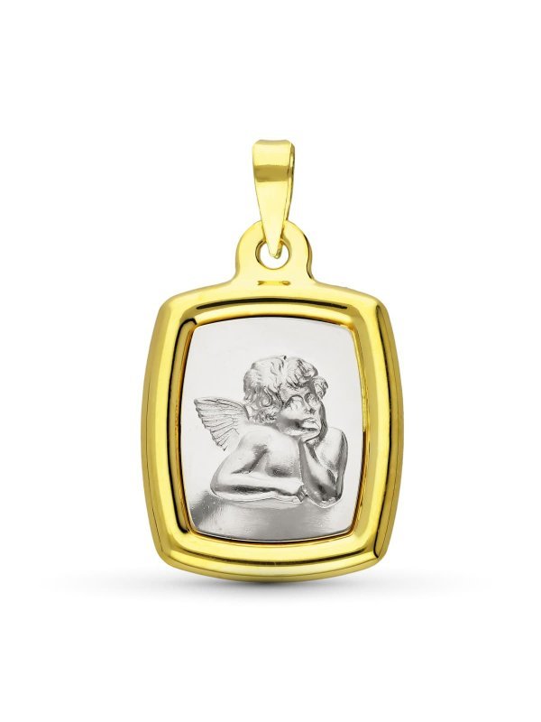 18K MEDALLA ORO BICOLOR ANGEL BURLON....