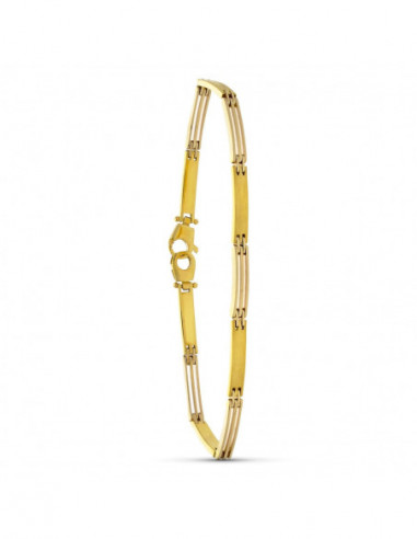 18K PULSERA ORO BICOLOR BARRAS MATE