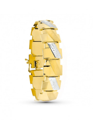18K PULSERA ORO BICOLOR ESTAMPACION...