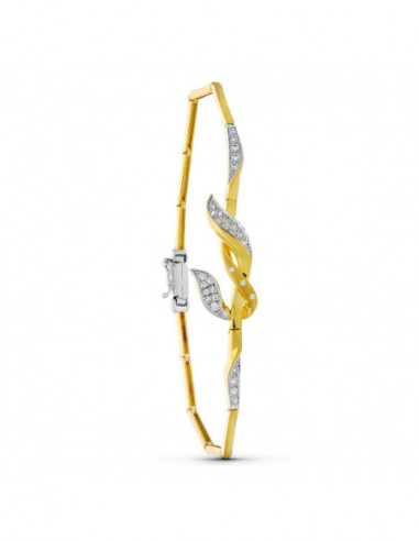 18K PULSERA ORO BICOLOR HOJAS Y...