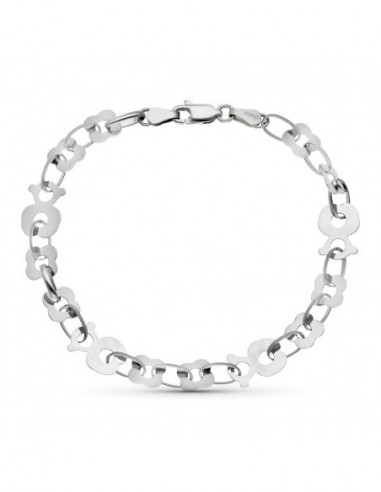18K PULSERA ORO BLANCO ESLABONES OSOS...