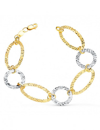 18K PULSERA ORO BICOLOR ESLABONES...