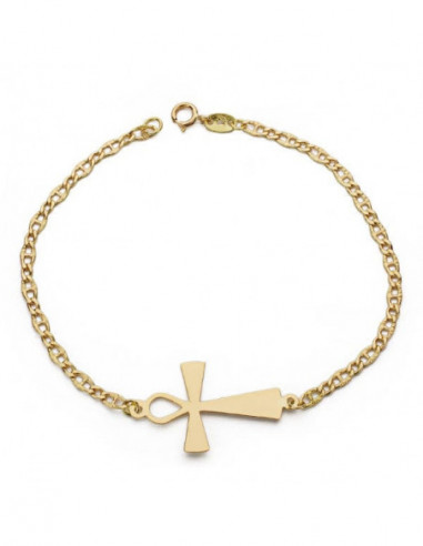 18K PULSERA CRUZ DE LA VIDA 19CM 1.80 GR