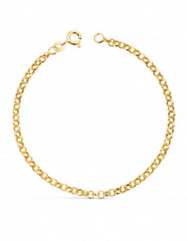 18K PULSERA ORO AMARILLO ROLO HUECA...
