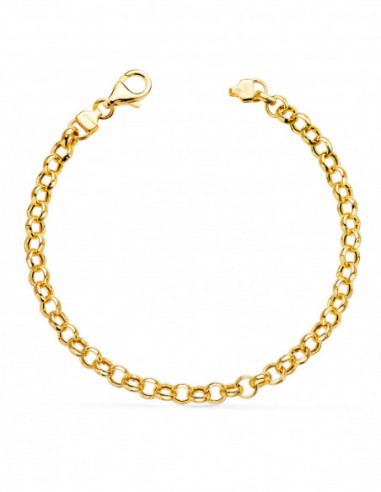 18K PULSERA ORO AMARILLO ROLO HUECA...