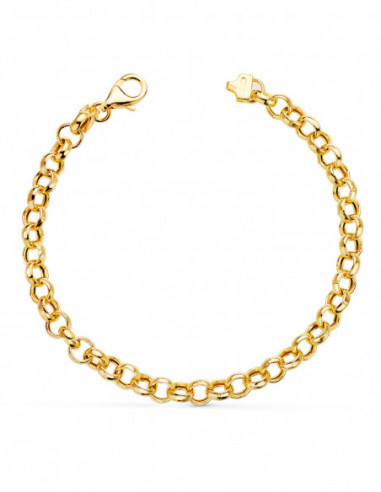 18K PULSERA ORO AMARILLO ROLO HUECA...