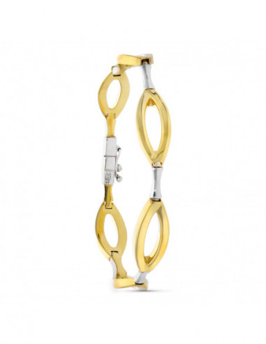18K PULSERA ORO BICOLOR ESLABONES OVALES