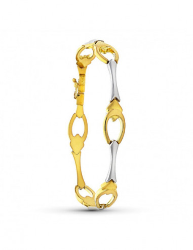18K PULSERA ORO BICOLOR ESLABONES