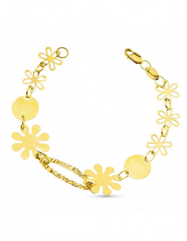 18K PULSERA FLORES 19 CM 4.70 GR
