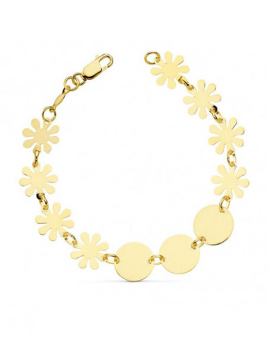 18K PULSERA FLORES 18.5 CM 6.50 GR