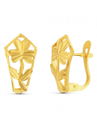 18K PENDIENTES CALADOS FLOR 14X7 MM