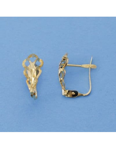 18K PENDIENTES HOJA CALADA 12X6 MM