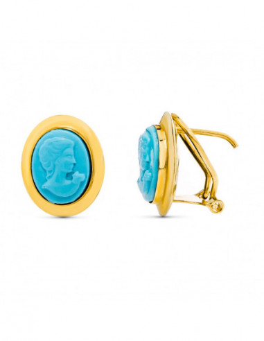 18K PENDIENTES ORO AMARILLO CAMAFEO...