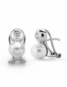 18K PENDIENTES PERLA...