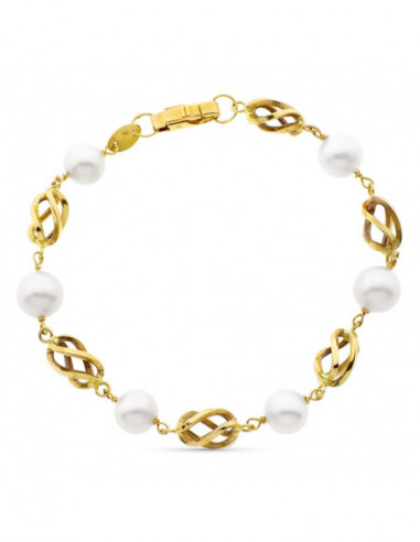 18K PULSERA ORO AMARILLO CON JAULA Y...