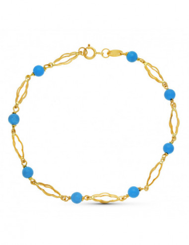 18K PULSERA ORO AMARILLO TURQUESA 4...